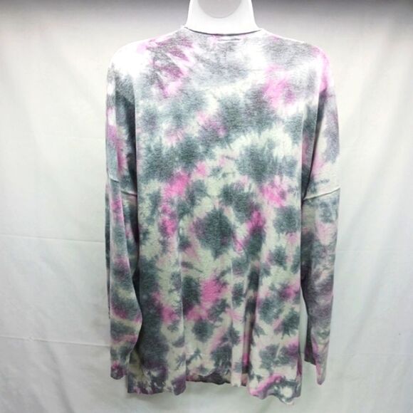 Torrid Rayon Blend Light Knit V-Neck Sweater Pink/ Grey Light Tie-Dye Women's 2. - Picture 3 of 3